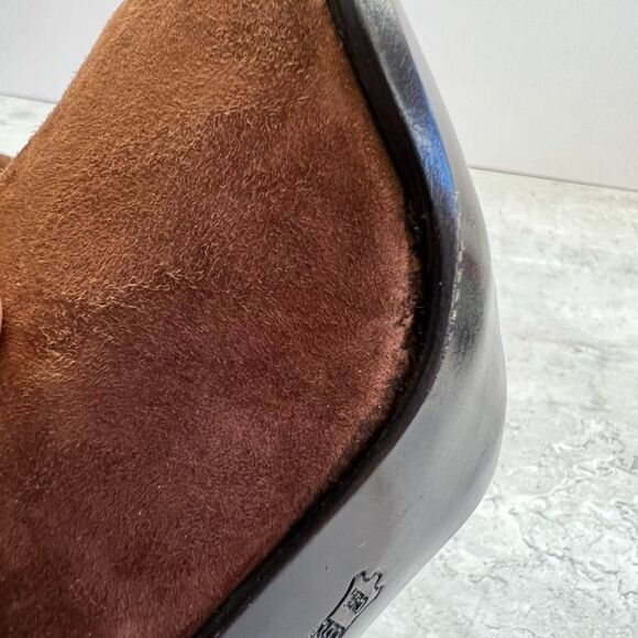 Via Spiga Square Toe Brown Suede Tortoise Lucite Heel Pumps Womens Size 10M - Picture 5 of 12